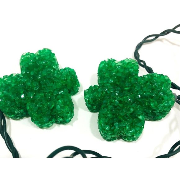 VTG St Patrick's Day Irish Shamrock String Light 10 Lights 11 Ft Works Party Bar - Picture 1 of 7